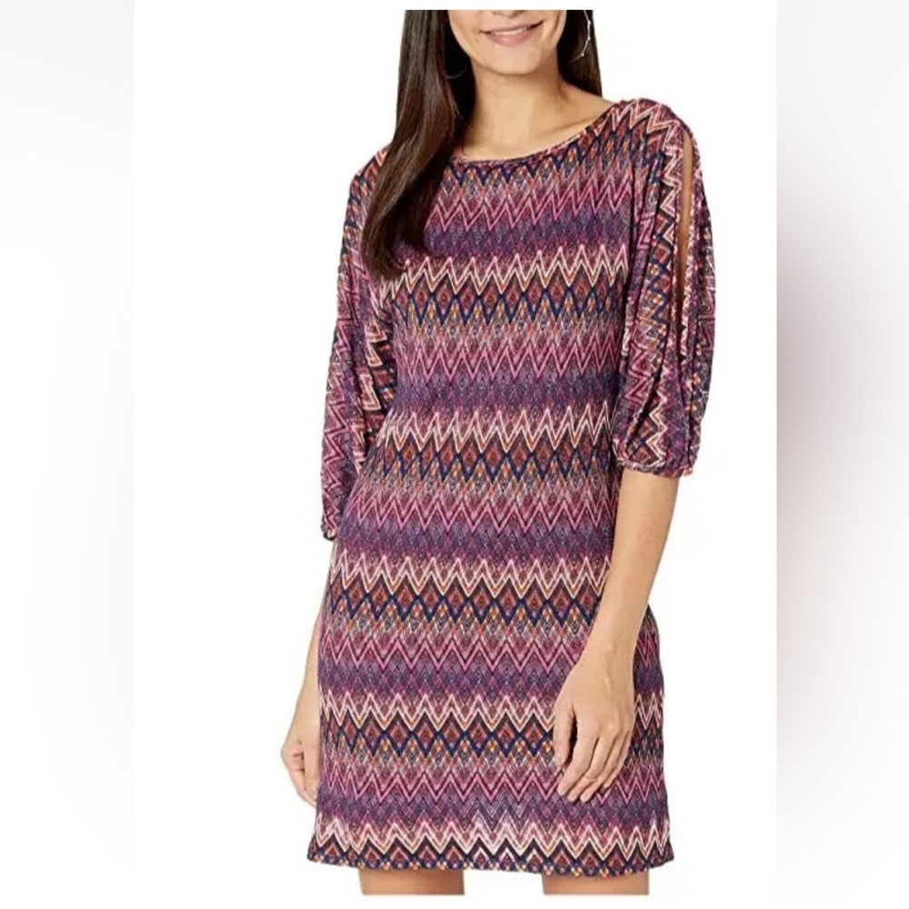 TRINA TURK NWT Knit Zigzag Weave Long Sleeve Dress $398 Retail SIZE LARGE (L)
